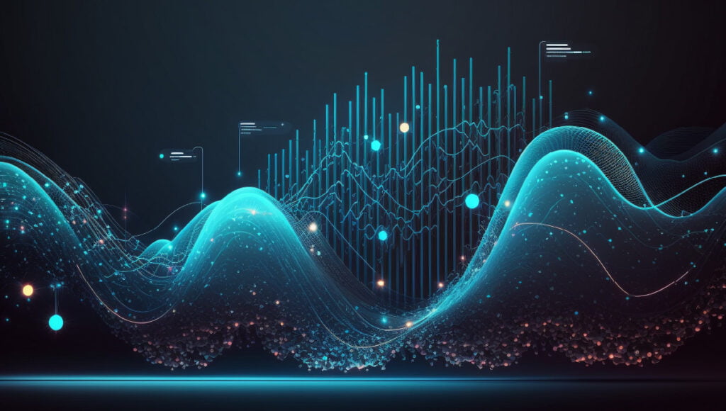 Moving averages represented by artistically arranged investing charts