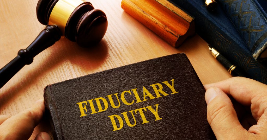 Fiduciary 101: What you need to know - book with 'Fiduciary Duty' on the cover and a courtroom gavel